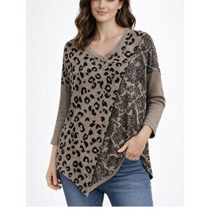 Democracy animal print asymmetrical sweater